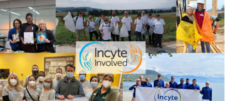 Collage of Incyte participation in charitable and community engagements
