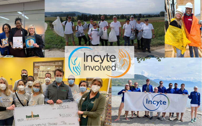 Collage of Incyte participation in charitable and community engagements